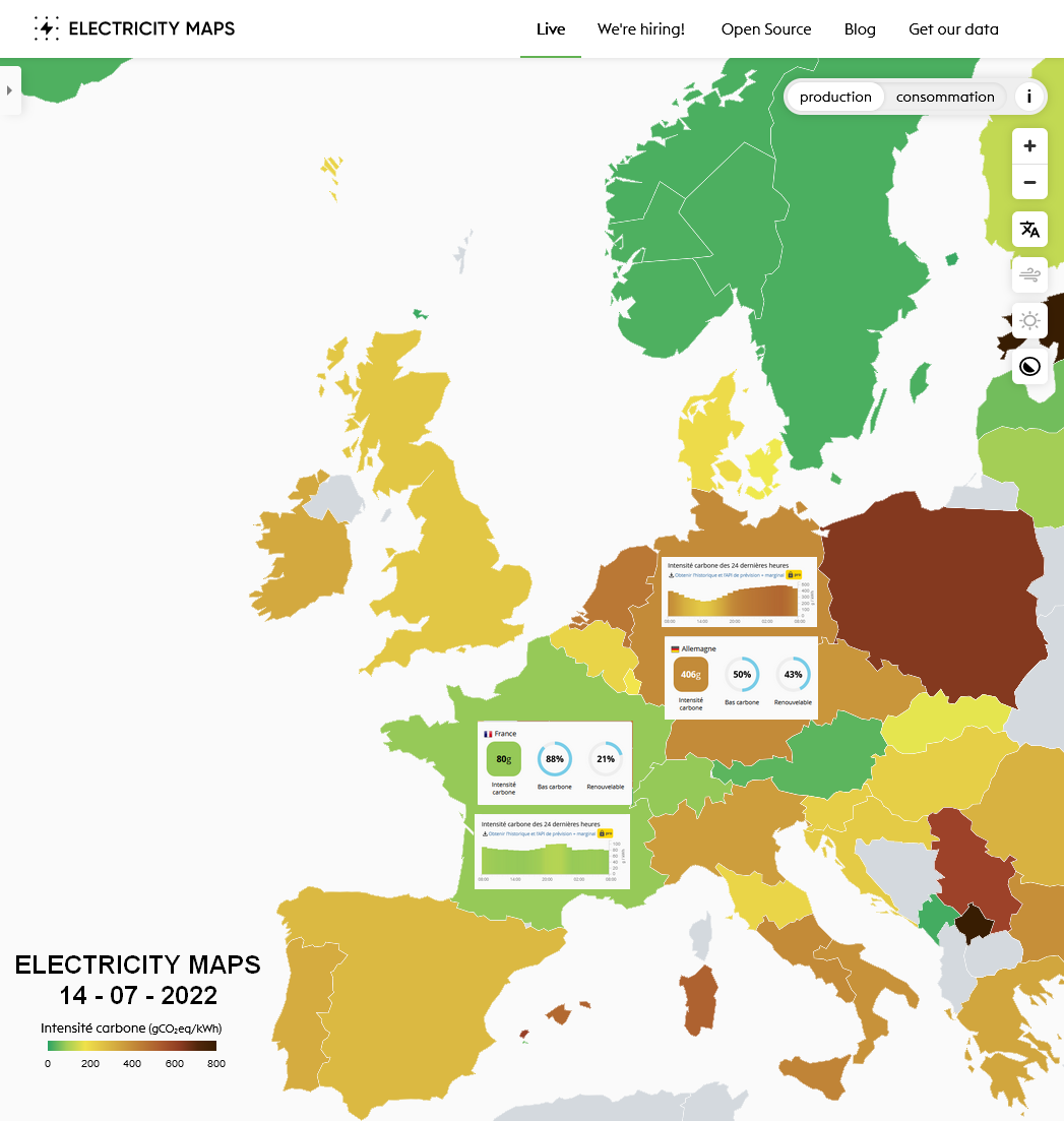 Carte 3 Electricity map france Allemagne 1407 2022