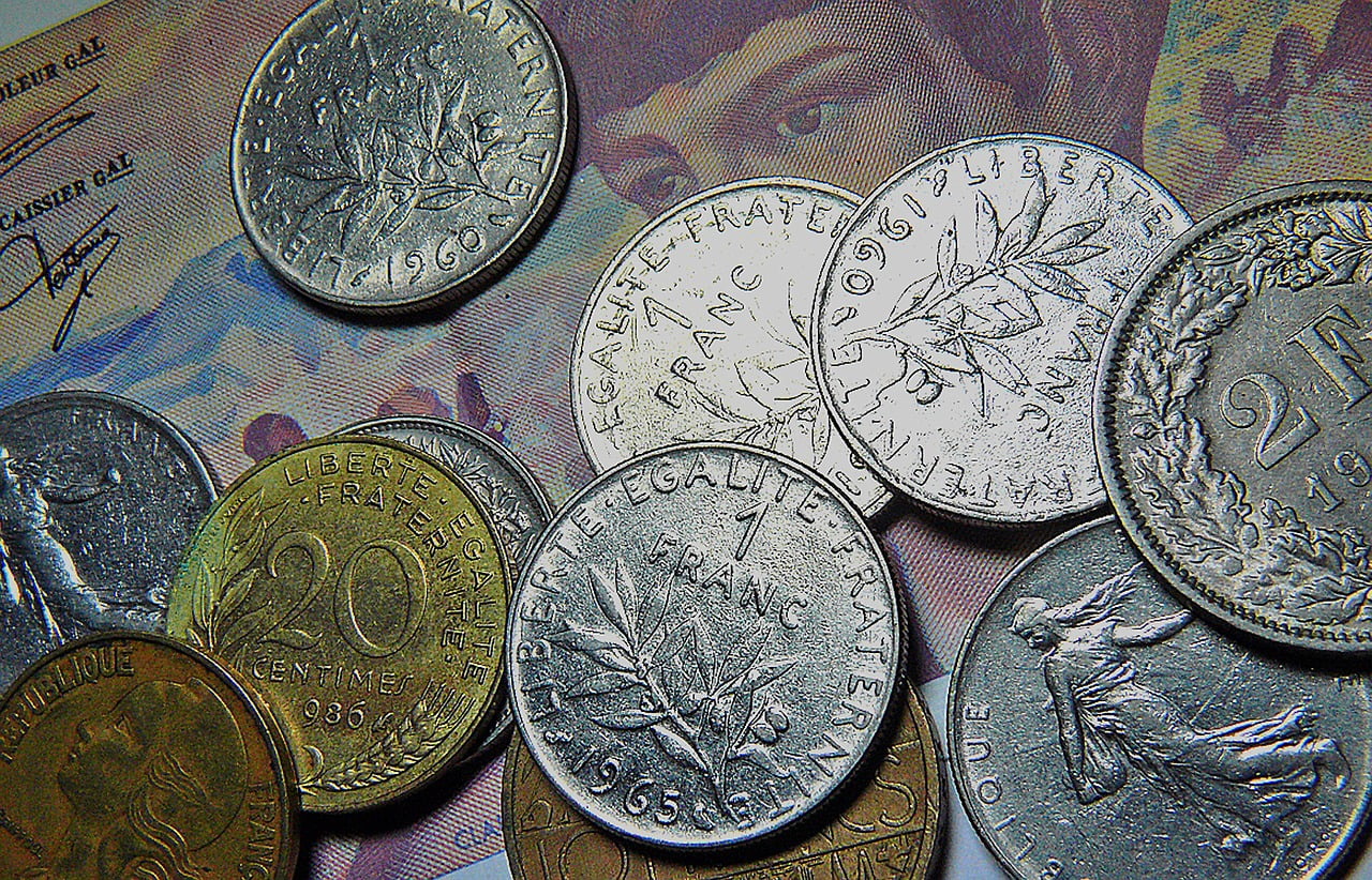 Argent Francs Monnaie France Euro Sortie Pays