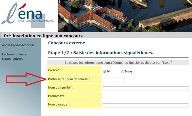 Ena Particule Formulaire Inscription