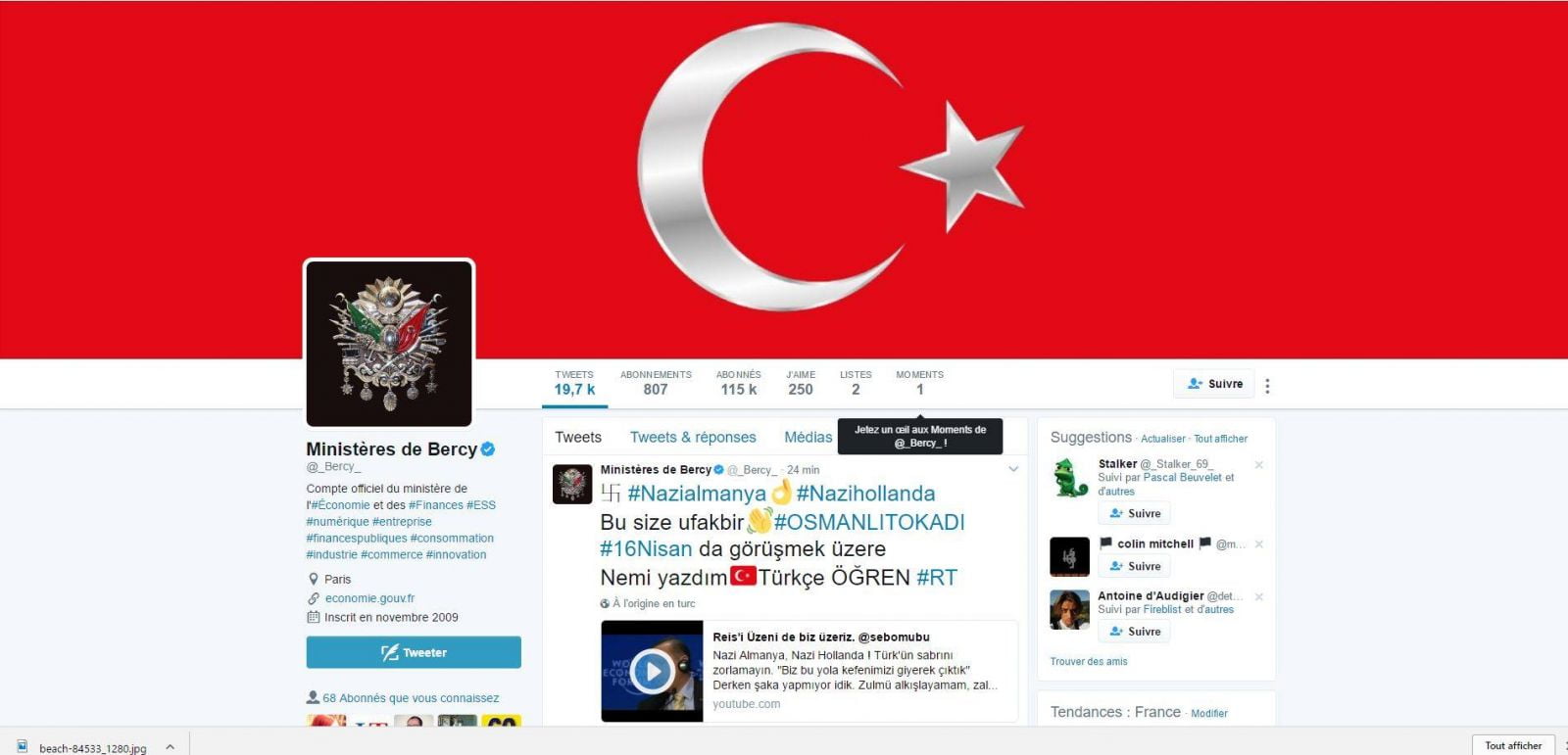 Piratage Bercy Twitter Turquie