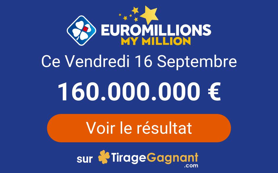 Resultat Euromillions Vendredi 16 Septembre 2022 Tirage