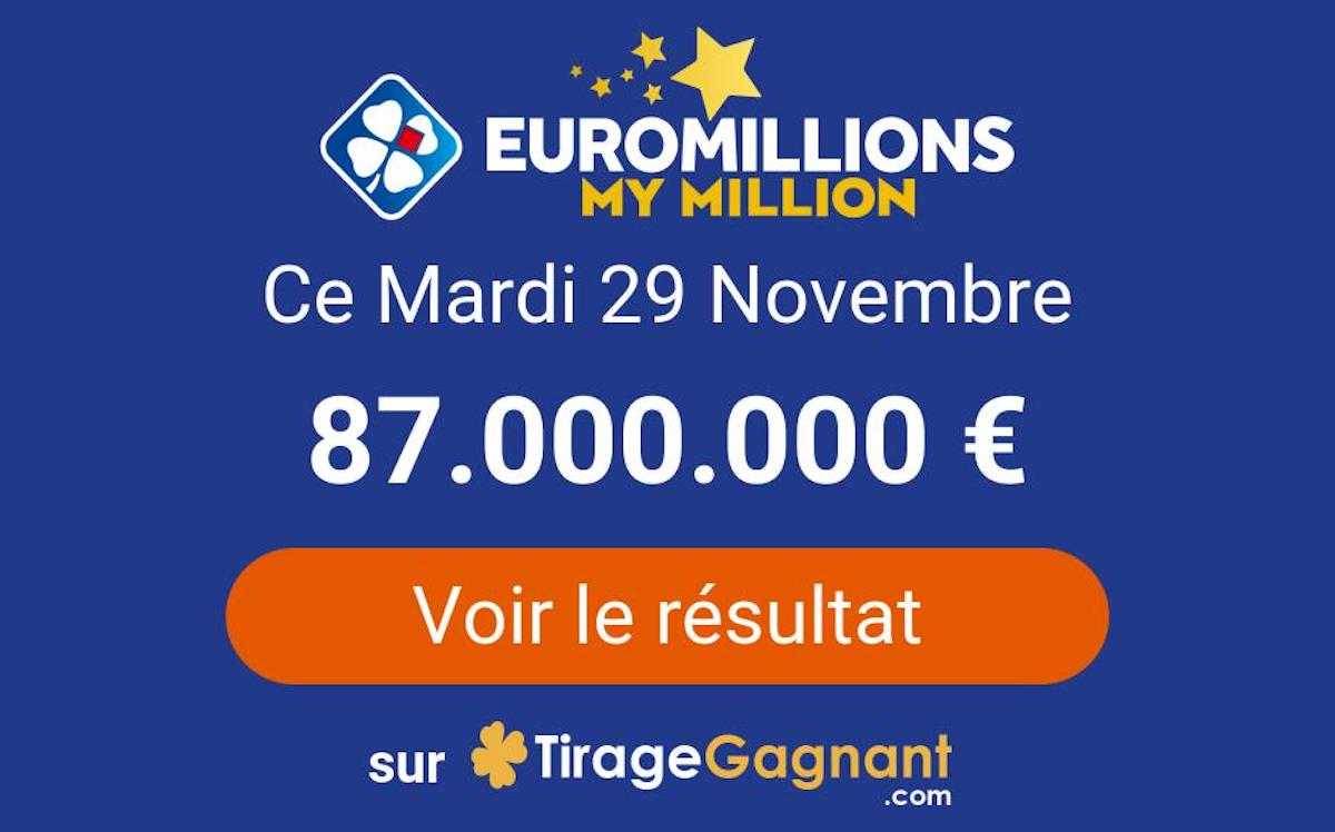 Resultat Tirage Euromillions Mardi 29 Novembre 2022 Tirage