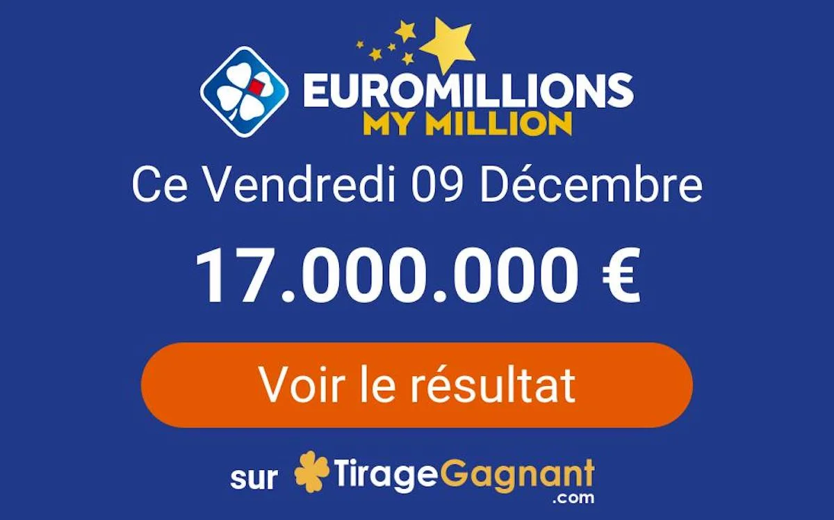 Résultats Euromillions Vendredi 9 Décembre 2023 Résultat Euromillions du vendredi 9 décembre 2022