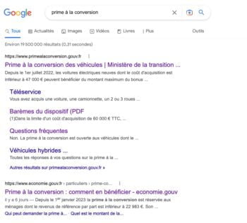 Prime Conversion Recherche Google