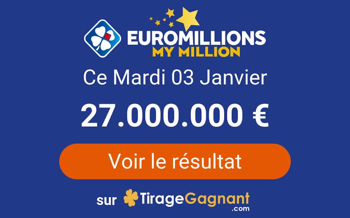 Resultat Tirage Euromillions Mardi 3 Janvier 2023 Tirage