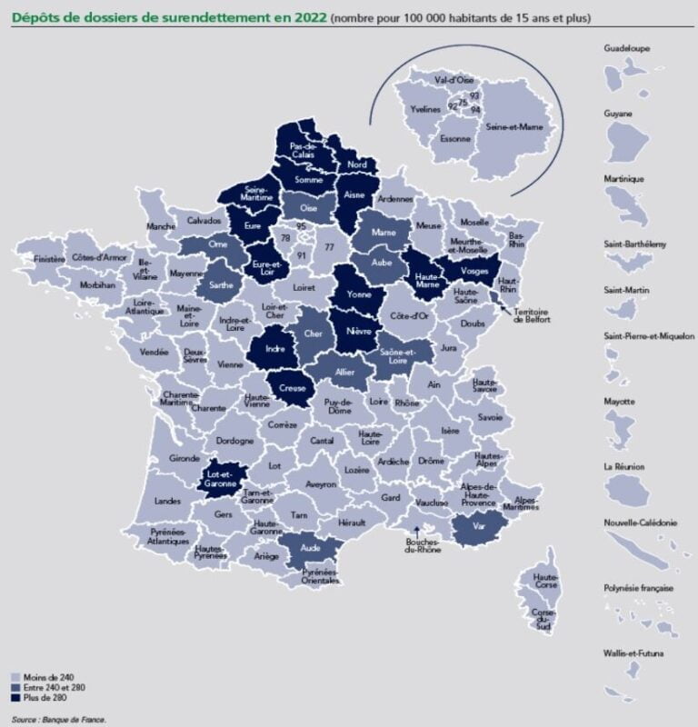 Surendettement Menages France 2022 Carte