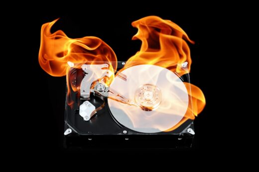 Opened,external,hard,drive,on,fire.,hard,disk,failure.,data