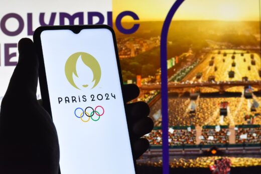 Selective,focus,of,the,official,paris,2024,summer,olympics,logo.