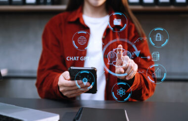 Woman,using,chatbot,in,computer,and,tablet,smart,intelligence,ai.chat