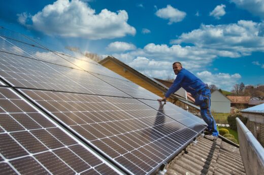 Installing,solar,photovoltaic,panel,system.,solar,panel,technician,installing,solar