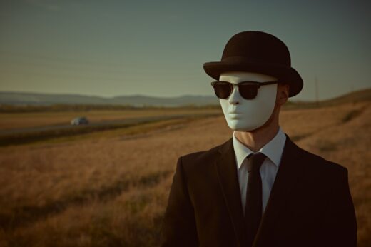 A,surreal,gentleman,in,a,black,suit,,a,bowler,hat