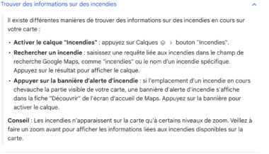 Google Maps, alerte, feu de forêt, Google Search, application, intelligence artificielle, incendie