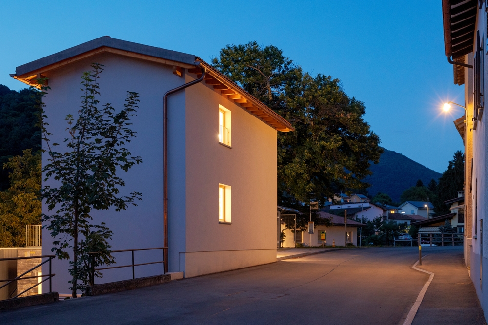 Newly,renovated,house,,with,modern,finishes,,night,scene.,next,to