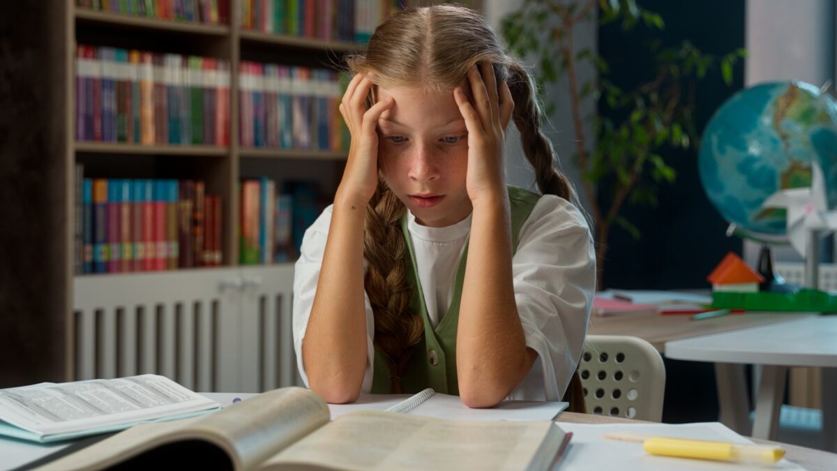 Overwhelmed,caucasian,little,girl,worried,student,child,school,kid,anxious