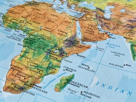 Africa,,a,map,from,an,atlas,,suitable,to,illustrate,travel