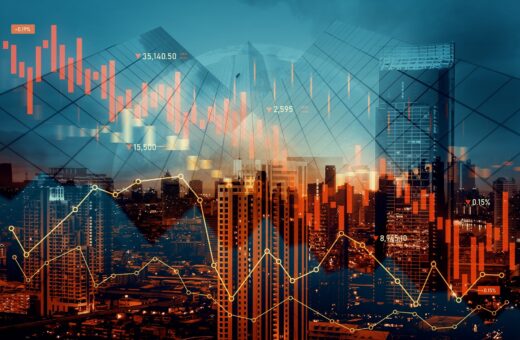 Economic,crisis,concept,shown,by,declining,graphs,and,digital,indicators