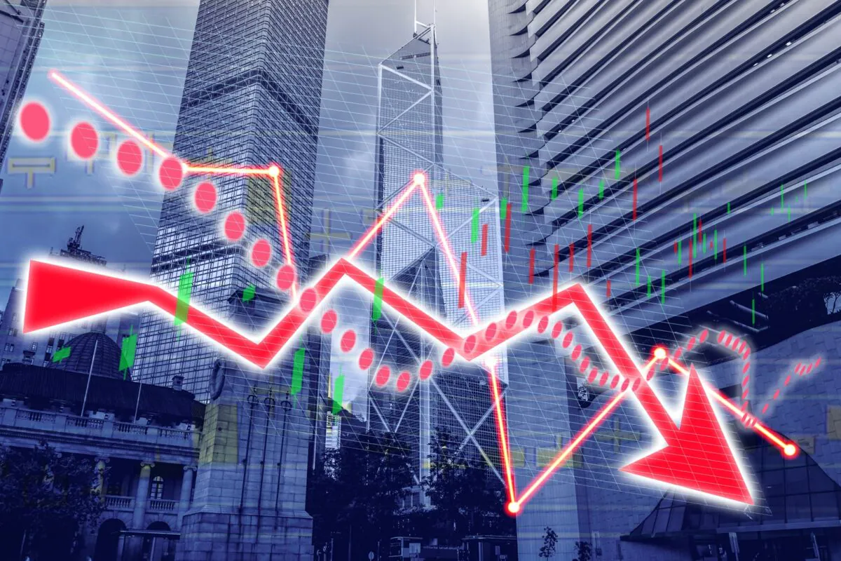Composing,with,business,building,and,stock,chart,(red,bear,chart