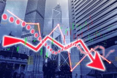 Composing,with,business,building,and,stock,chart,(red,bear,chart