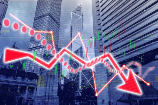 Composing,with,business,building,and,stock,chart,(red,bear,chart