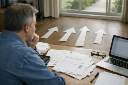 "Femme adulte consultant des documents fiscaux et ordinateur pour réduire impôts 2026"