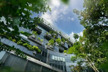 Eco Friendly,building,in,modern,city.,sustainable,glass,office,building,with