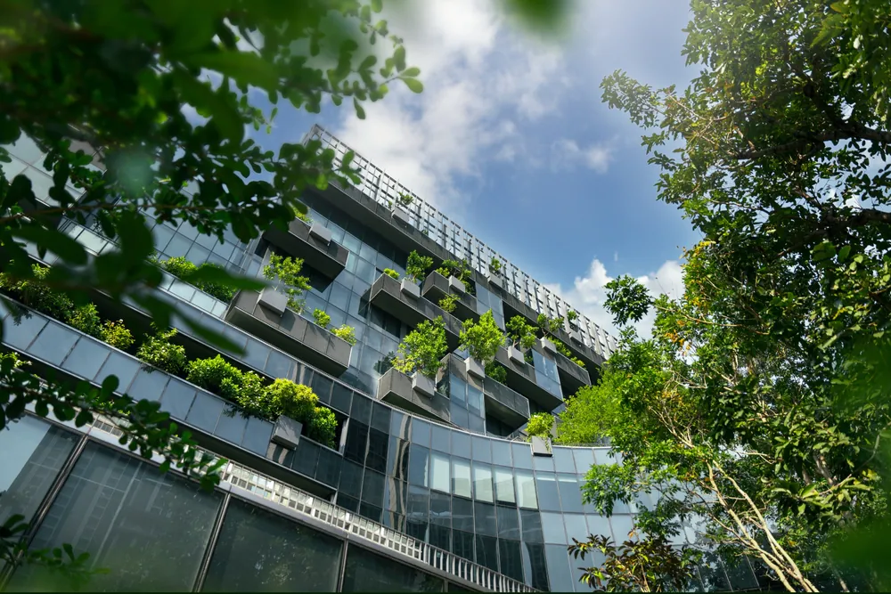 Eco Friendly,building,in,modern,city.,sustainable,glass,office,building,with